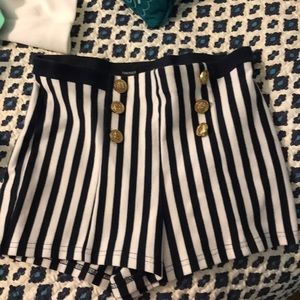 High rise navy and white striped shorts #shorts